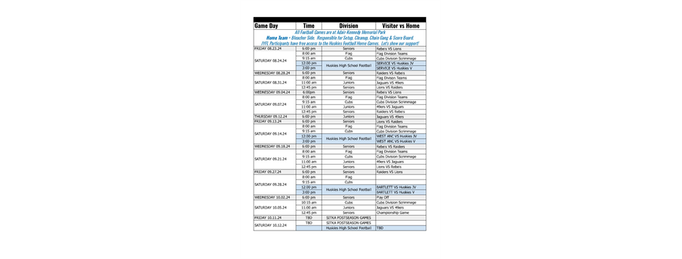 2024 Season Schedule